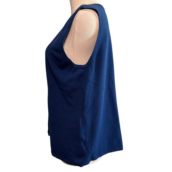 Choices Petite Large Knit Sleeveless Tunic Soft Blue Nautical Outdoor Summer - Picture 5 of 7